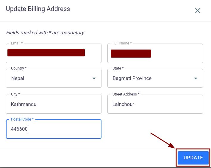 Billing Address Update