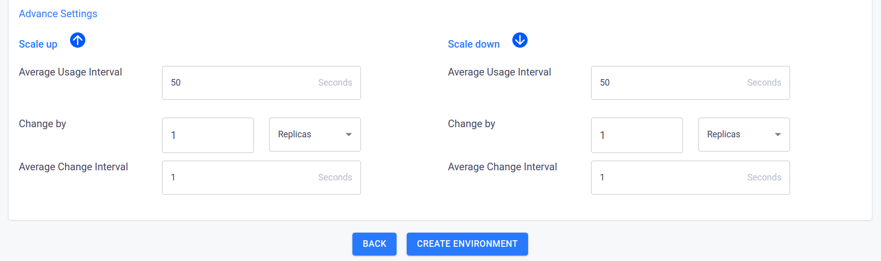 auto scaling advance settings