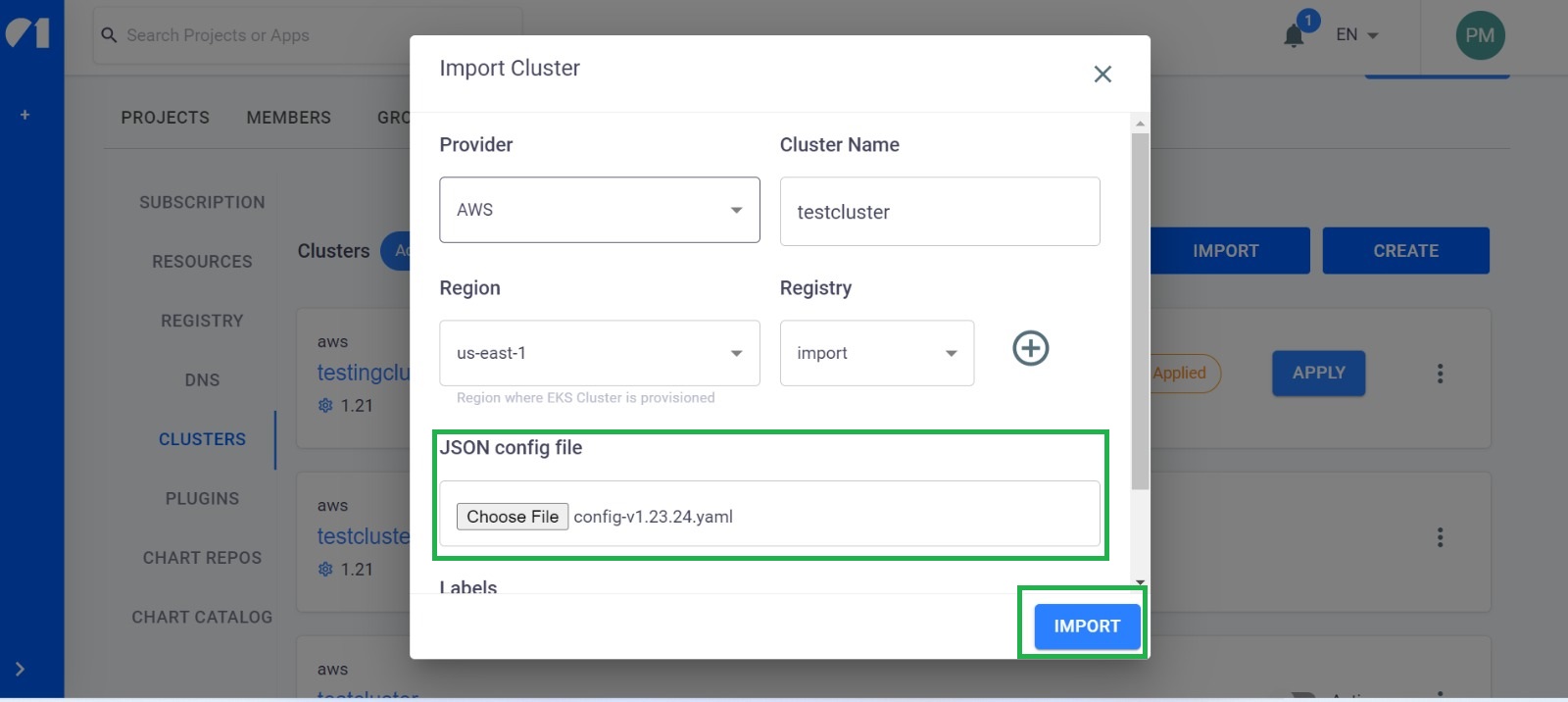 Importing_the_specific_cluster