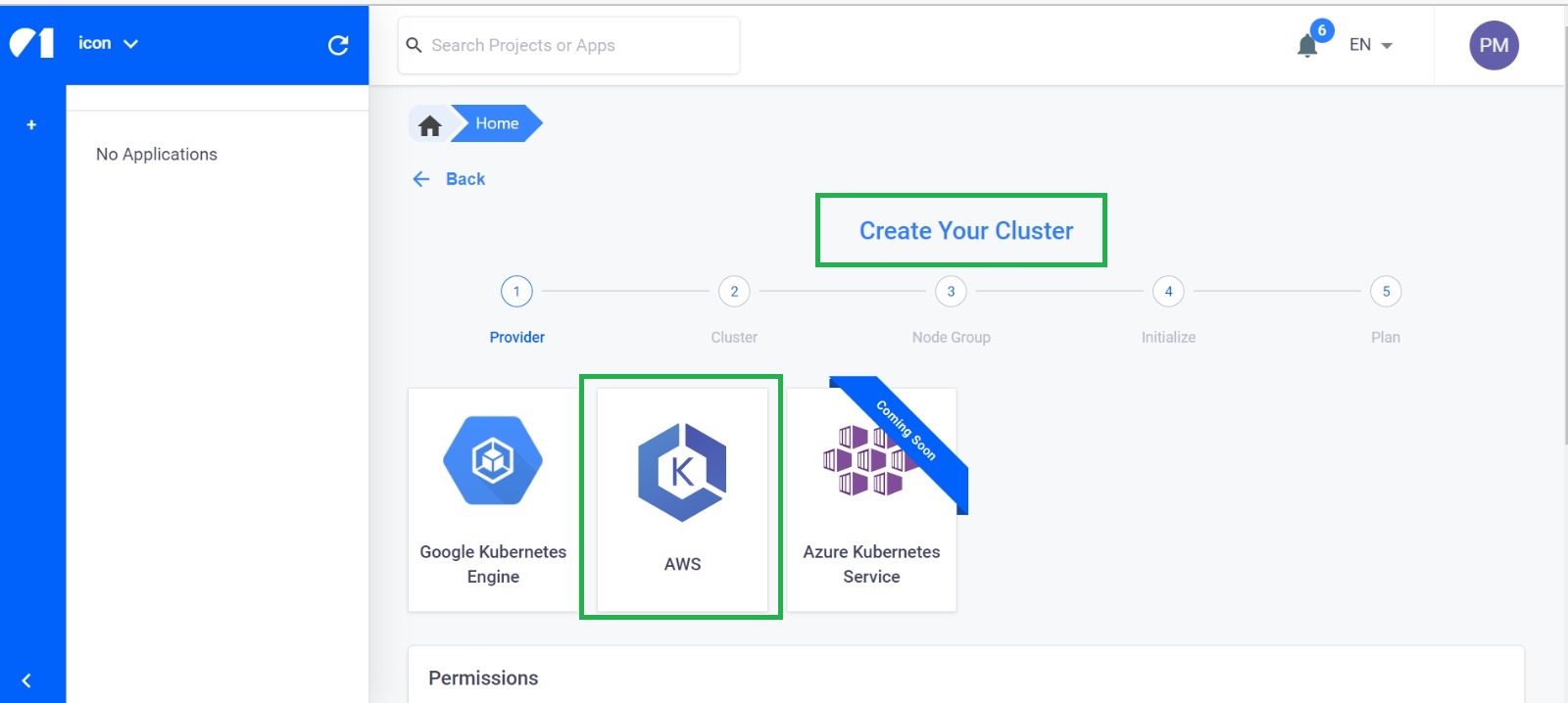 Create an AWS cluster