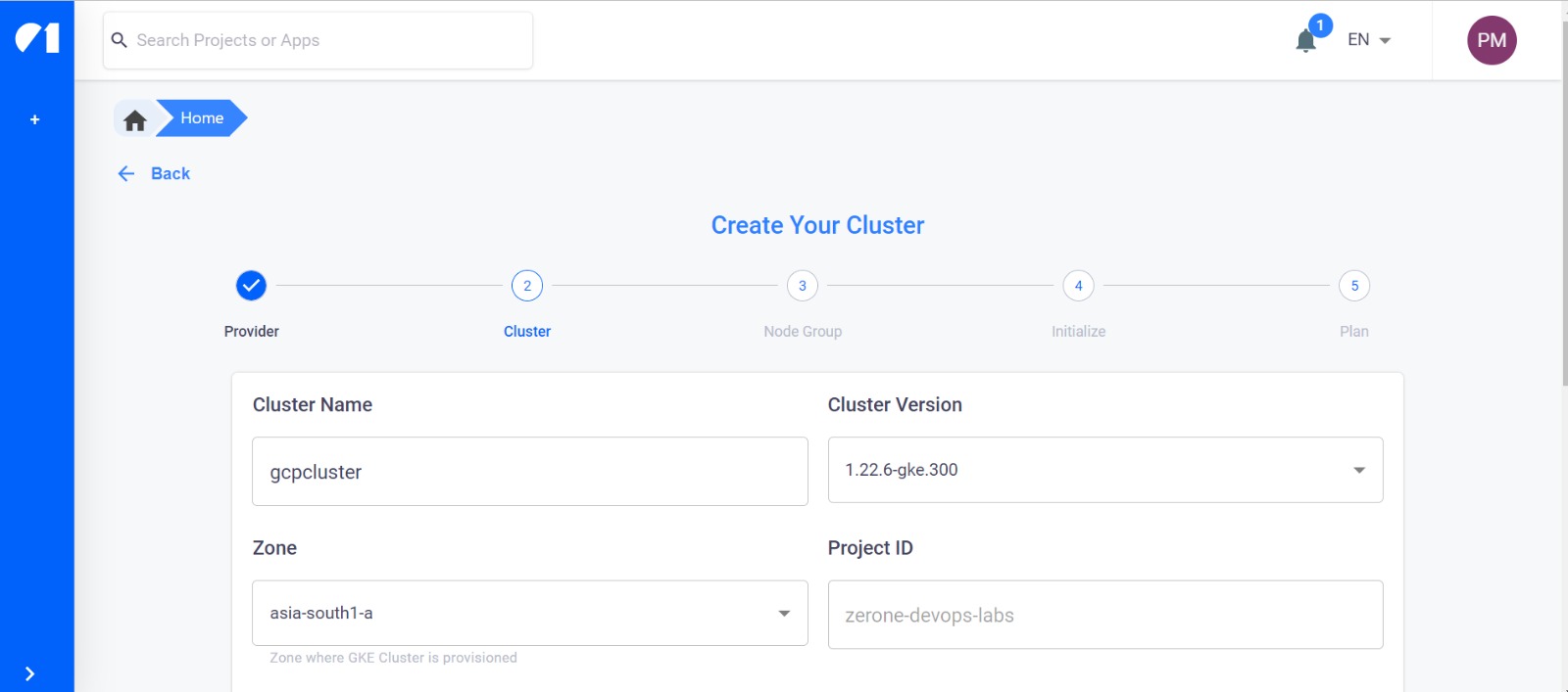 Create cluster